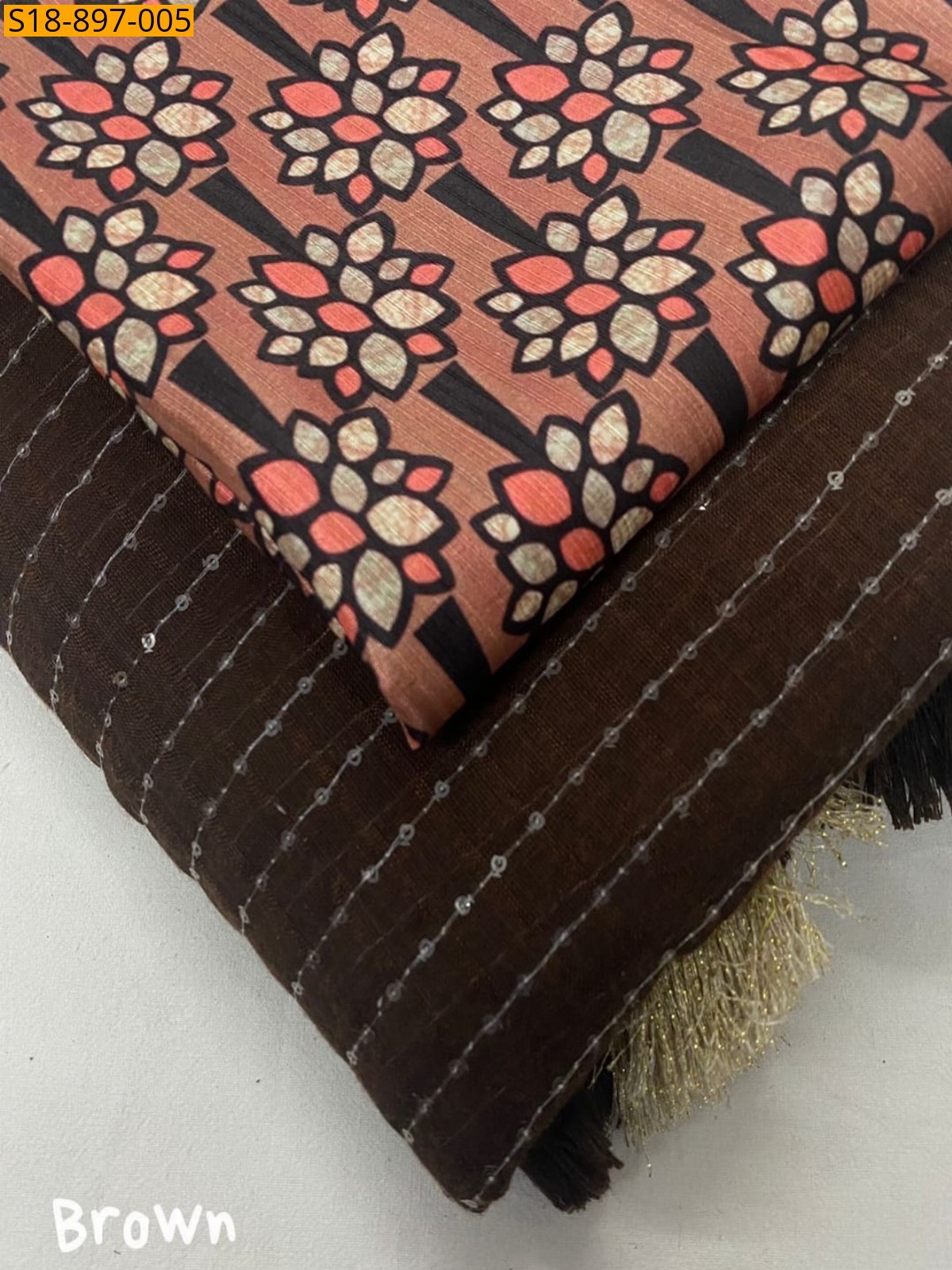 Brown Fancy Linen saree