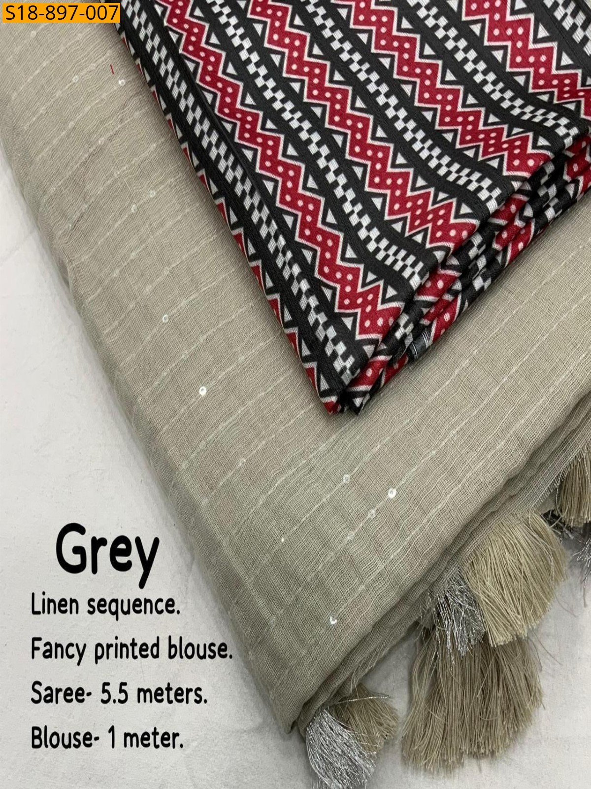 Grey Fancy Linen saree