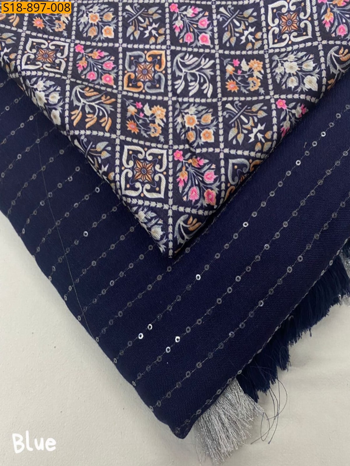 Navy Blue Fancy Linen saree