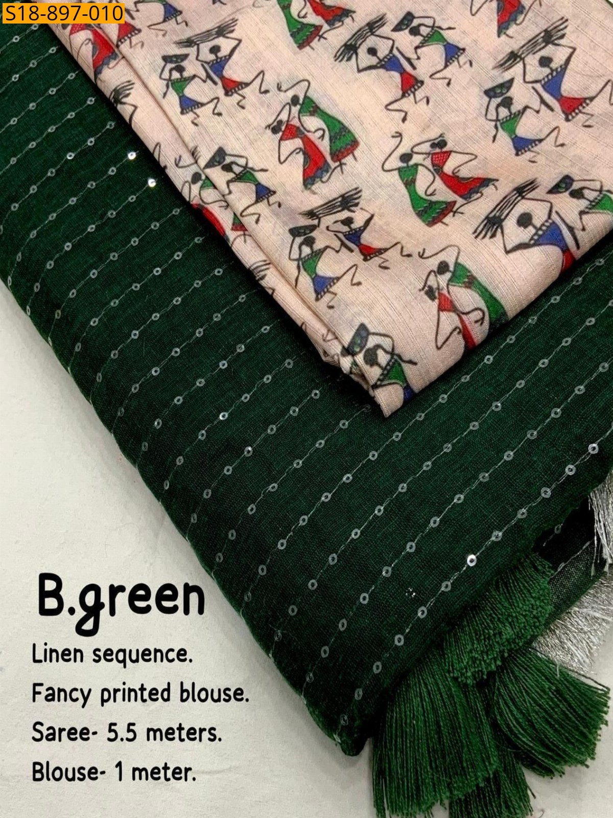 Green Fancy Linen saree