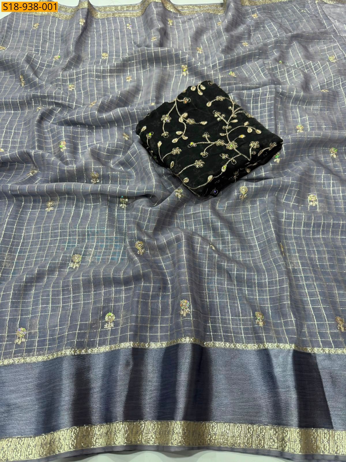 Grey Fancy Viscose Georgette sarees