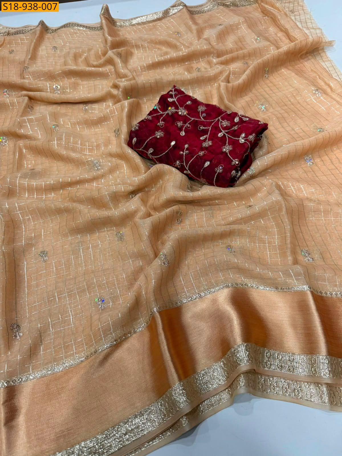 Peach Fancy Viscose Georgette sarees