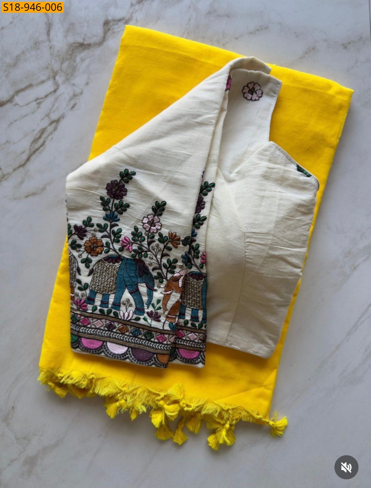 Yellow Fancy Khadi Cotton Saree
