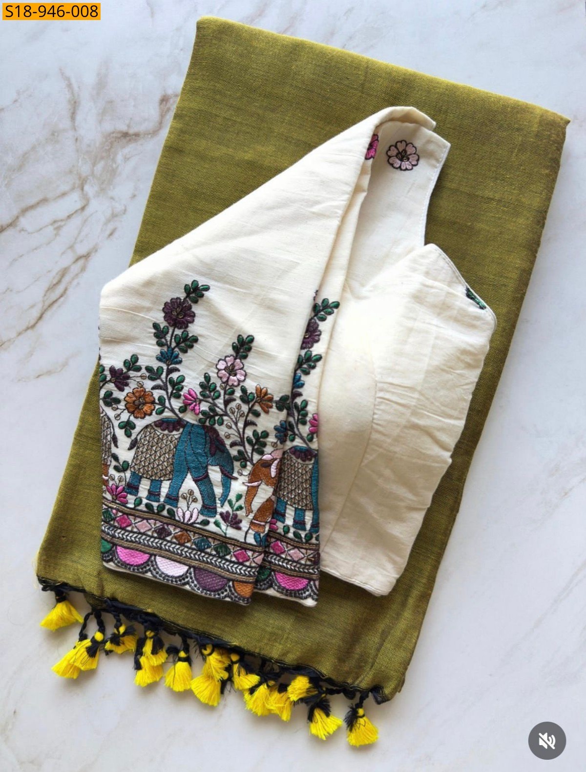Green Fancy Khadi Cotton Saree