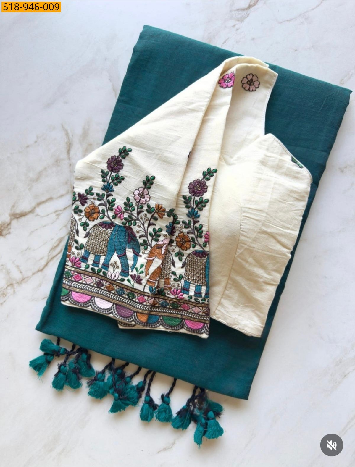 Morpitch Fancy Khadi Cotton Saree