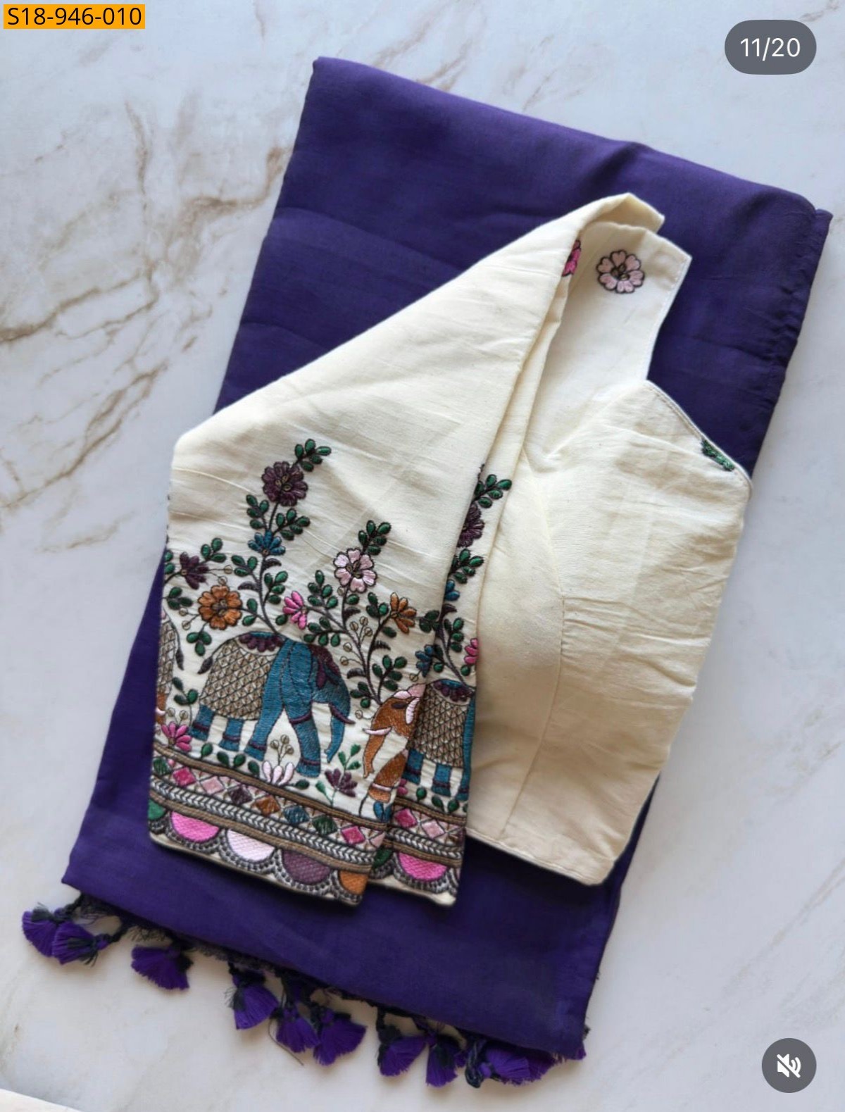 Violet Fancy Khadi Cotton Saree