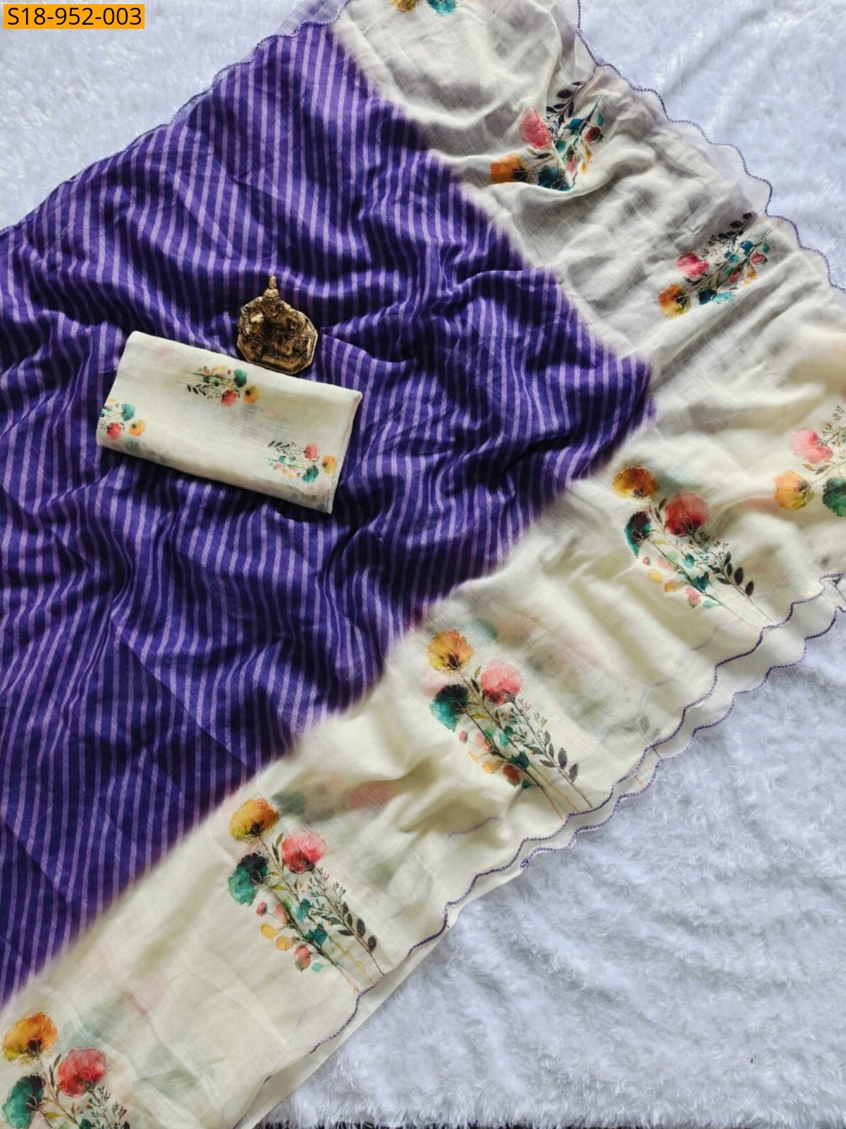 Violet Fancy Linen Saree