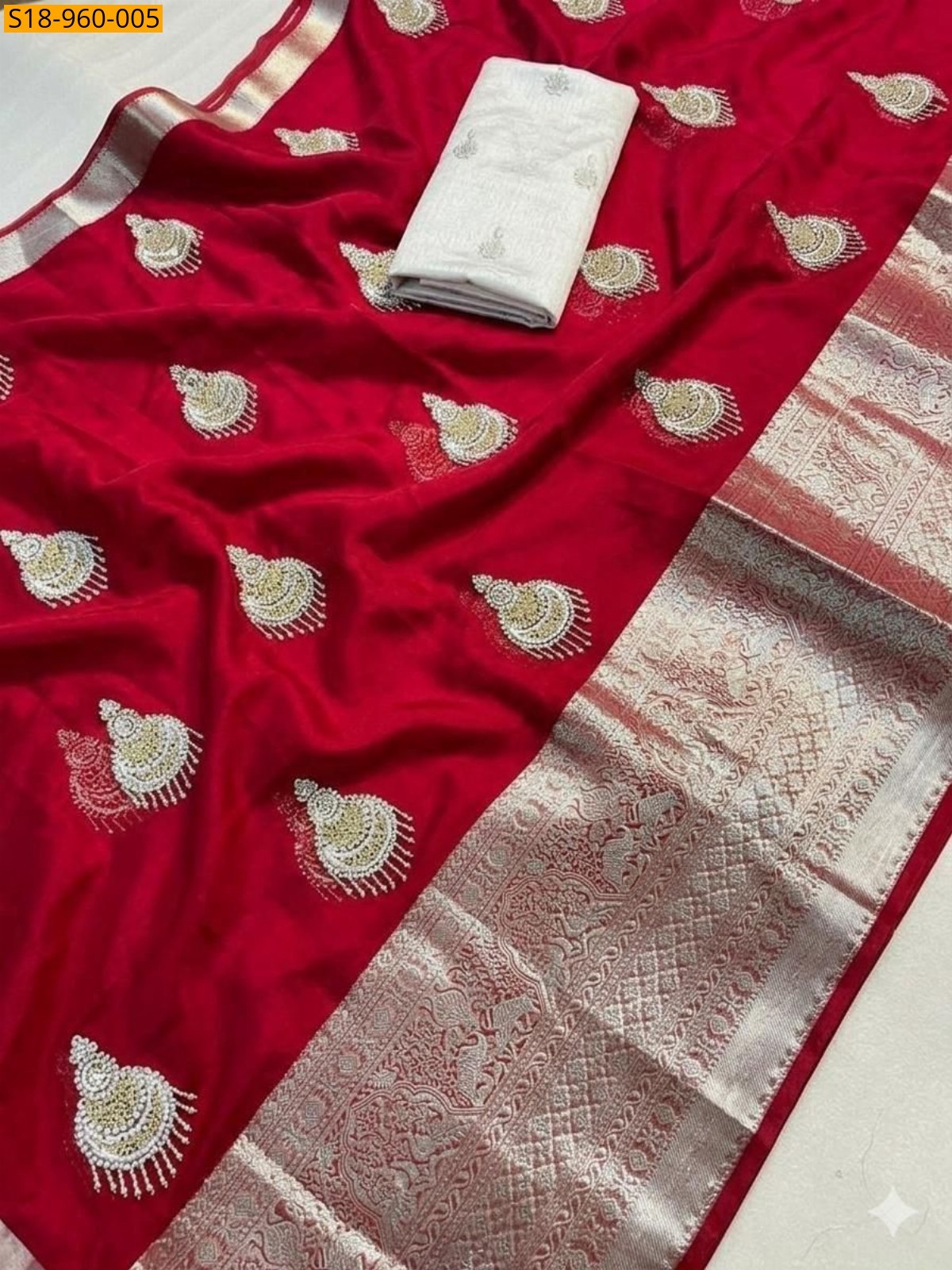 Red Fancy Kanchipuram Organza Sarees