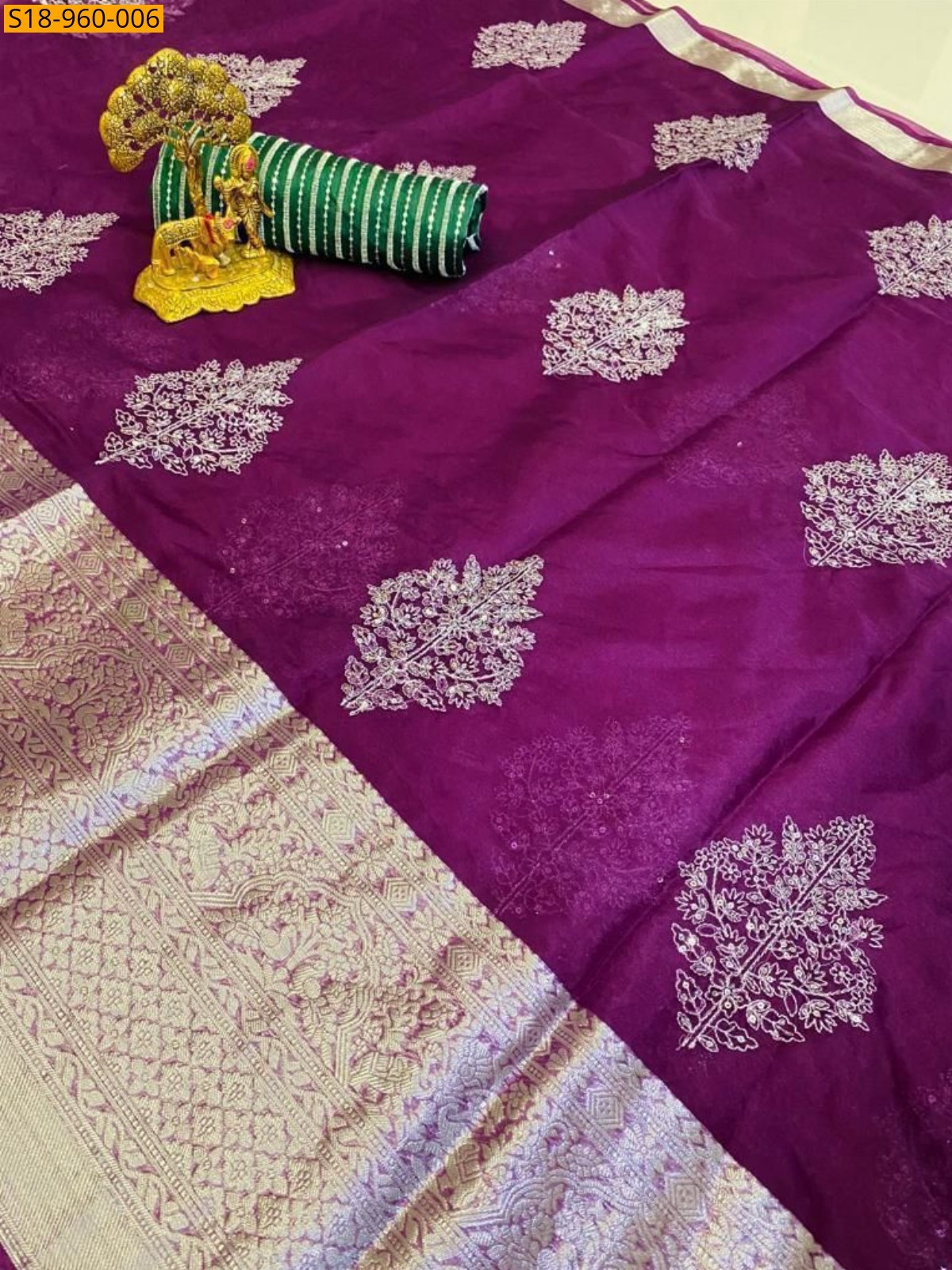 Magenta Fancy Kanchipuram Organza Sarees