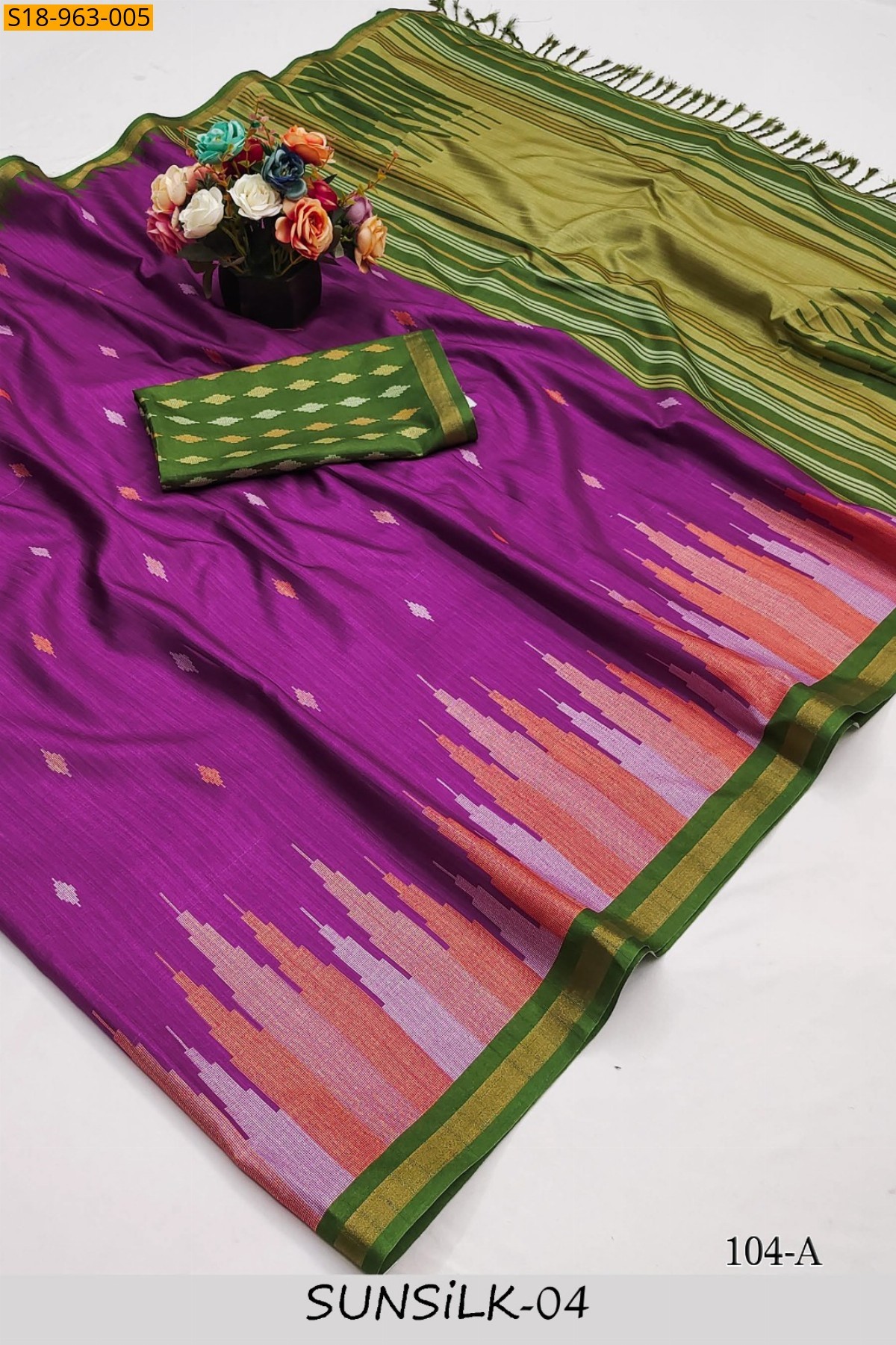 Magenta Fancy Tussar Silk saree