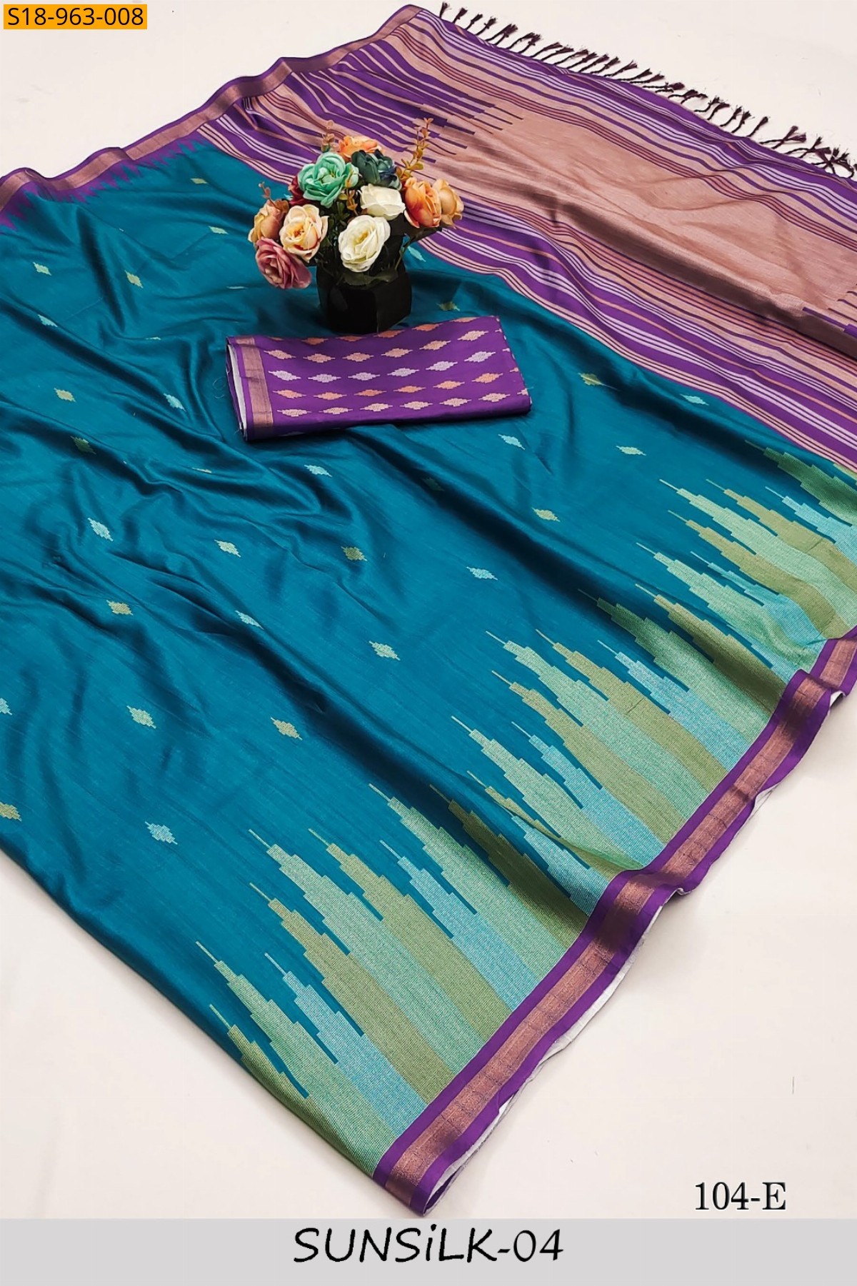 Teal Blue Fancy Tussar Silk saree