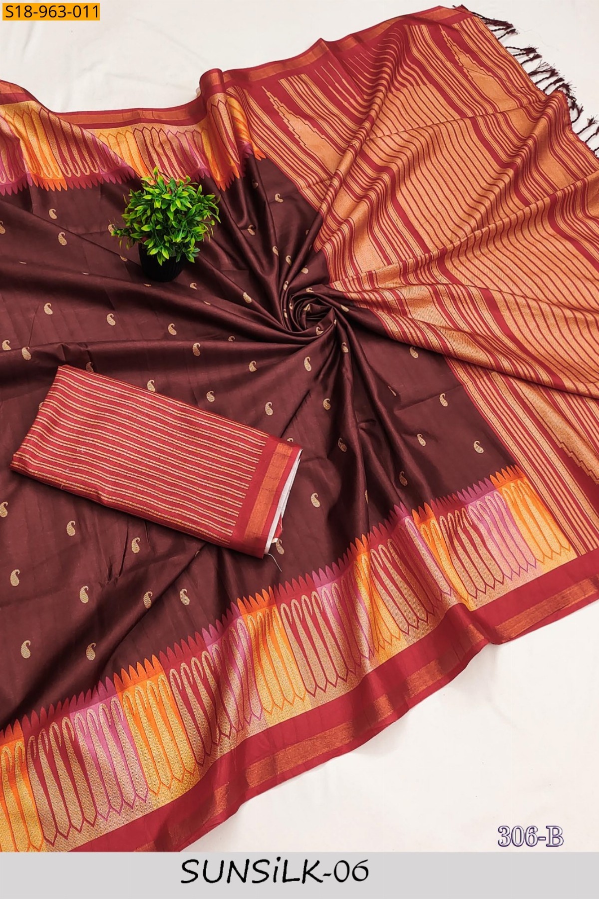 Maroon Fancy Tussar Silk saree