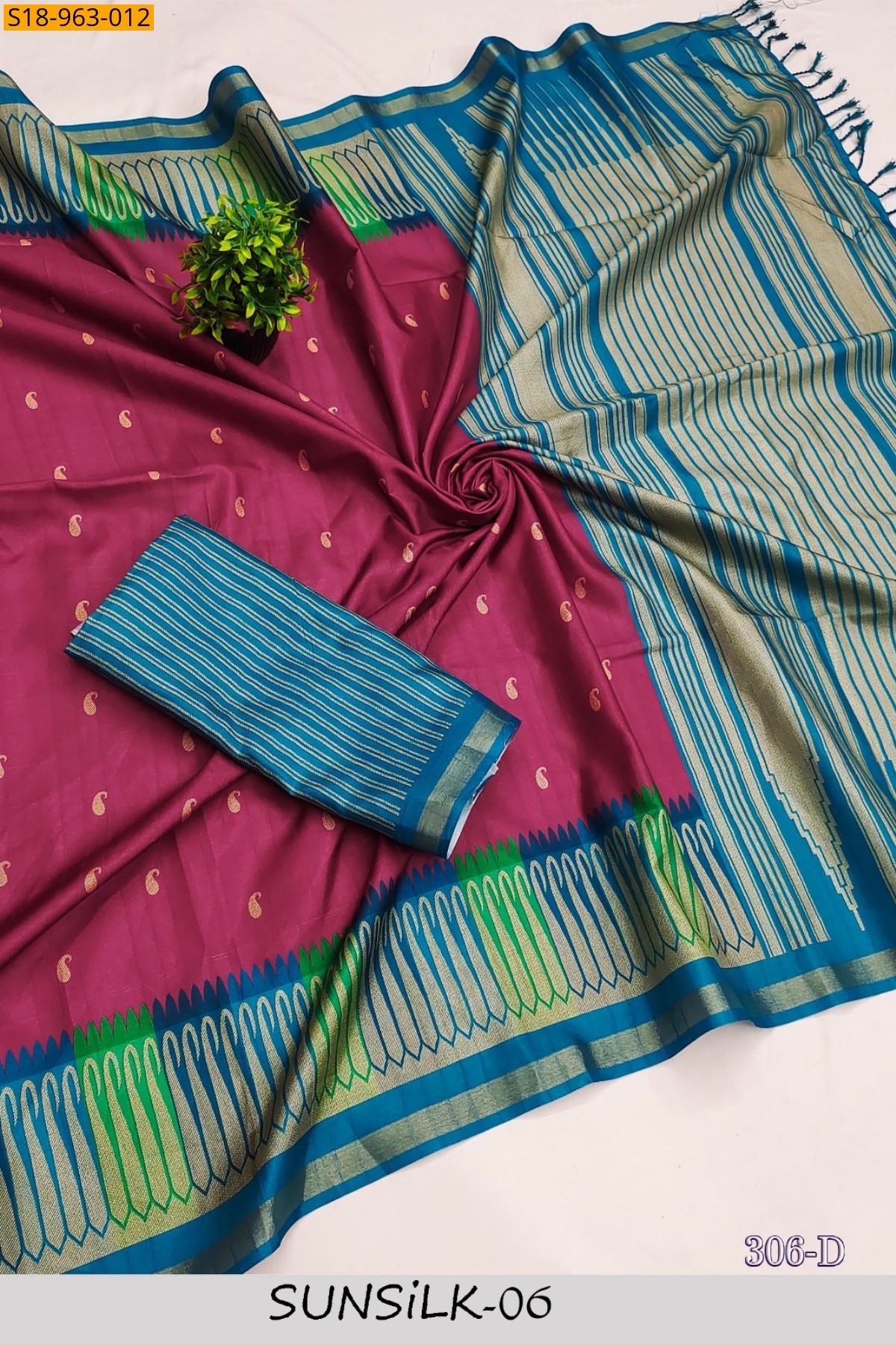 Pink Fancy Tussar Silk saree
