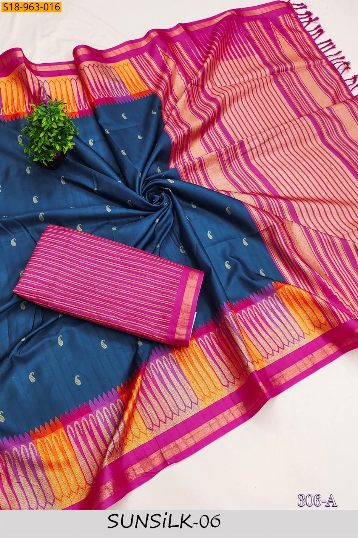 Blue Fancy Tussar Silk saree