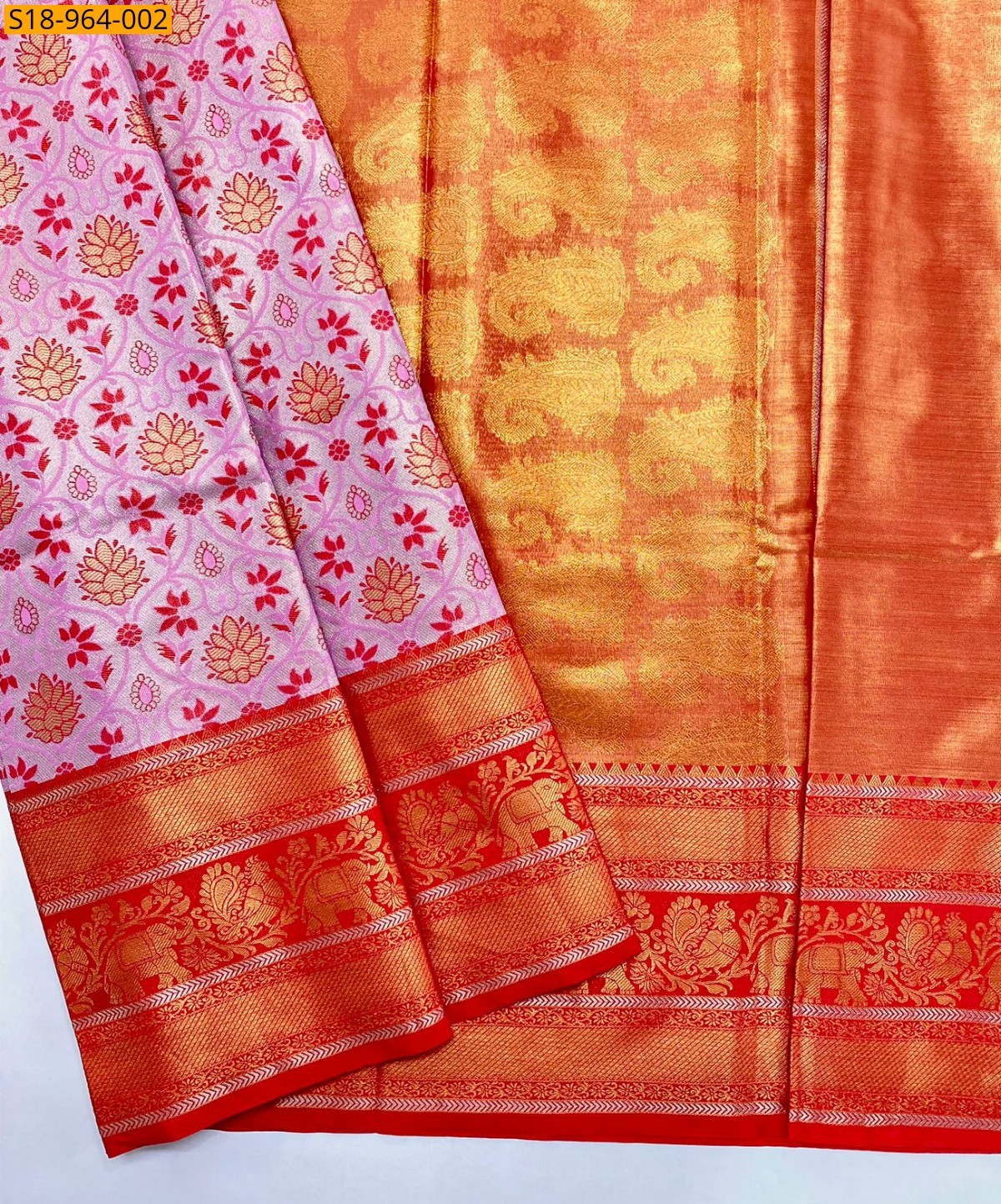 Pink Fancy kanjivaram semi silk Saree