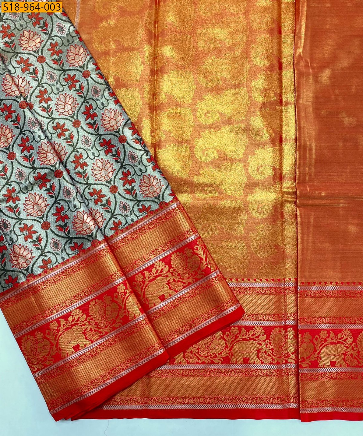 Green Fancy kanjivaram semi silk Saree