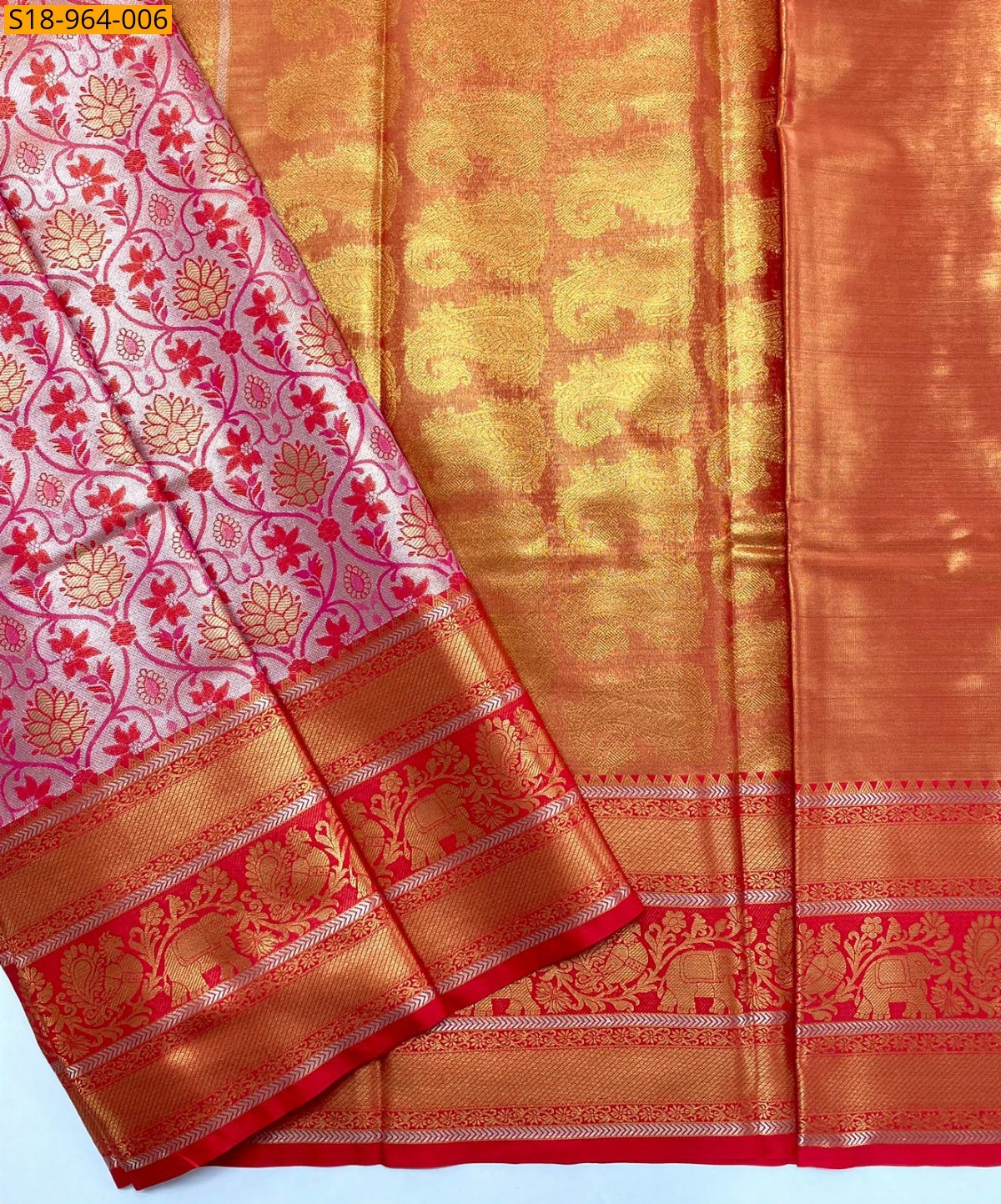 Pink Fancy kanjivaram semi silk Saree