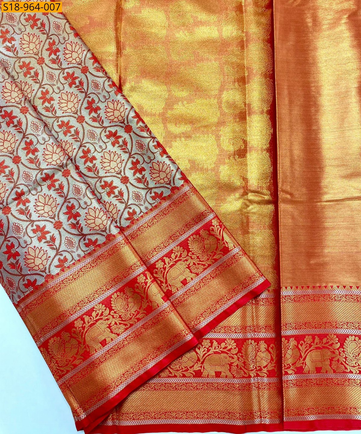 Green Fancy kanjivaram semi silk Saree