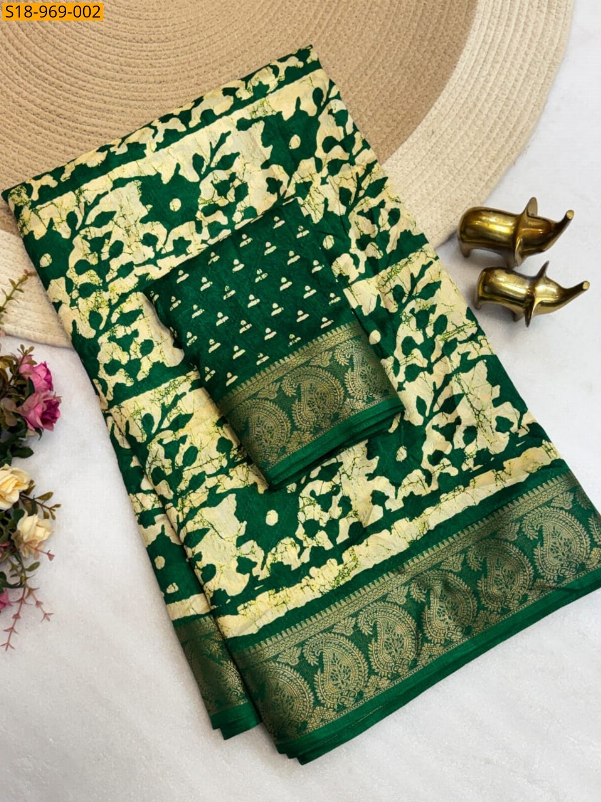 Green Fancy Soft Linen Saree