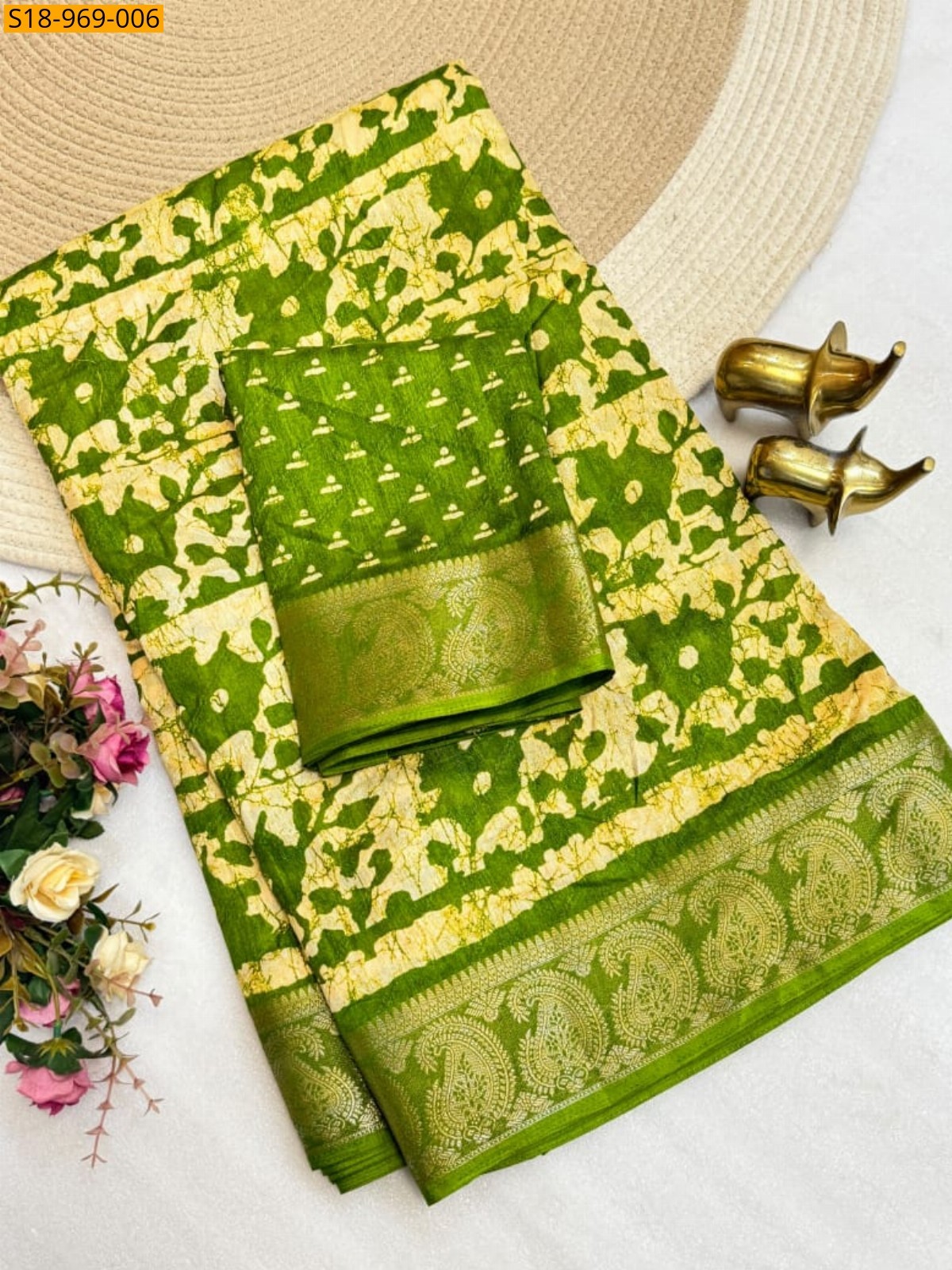 Green Fancy Soft Linen Saree