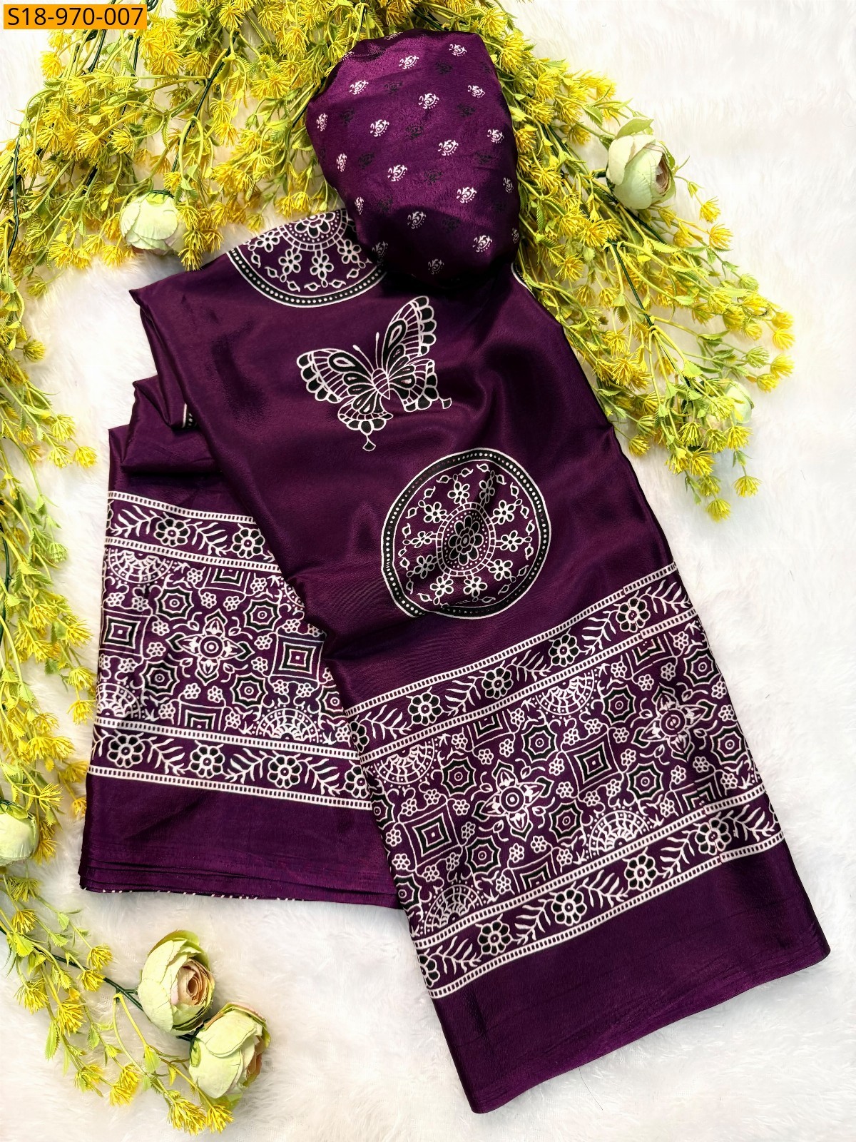 Wine Fancy Crepe Gajji Silk Saree