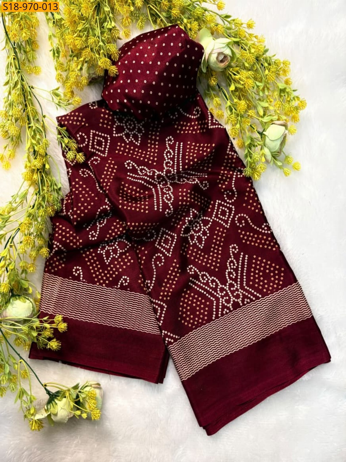 Maroon Fancy Crepe Gajji Silk Saree