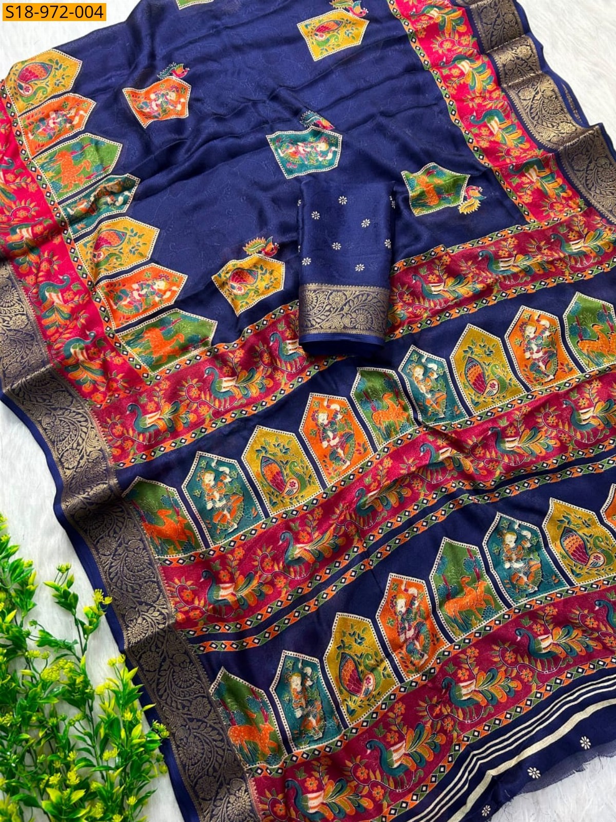 Navy Blue Fancy Marshmellow  Saree