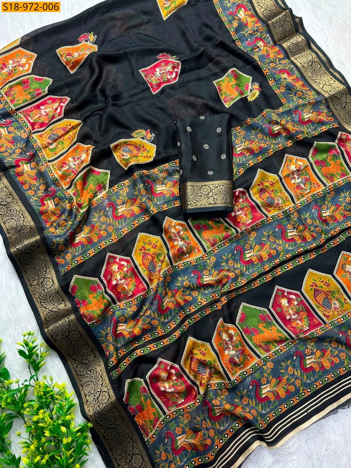 Black Fancy Marshmellow  Saree