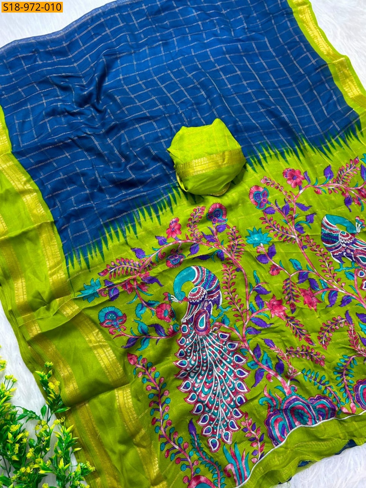 Blue Fancy Marshmellow  Saree