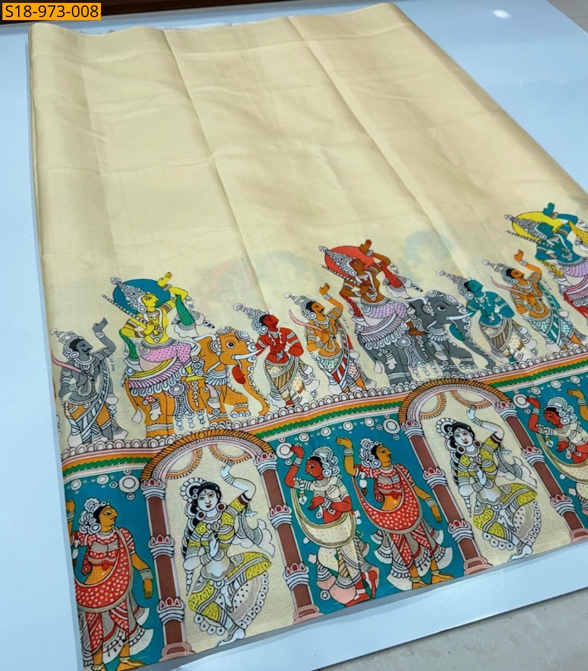 Sandal Fancy Tussar Silk  Saree