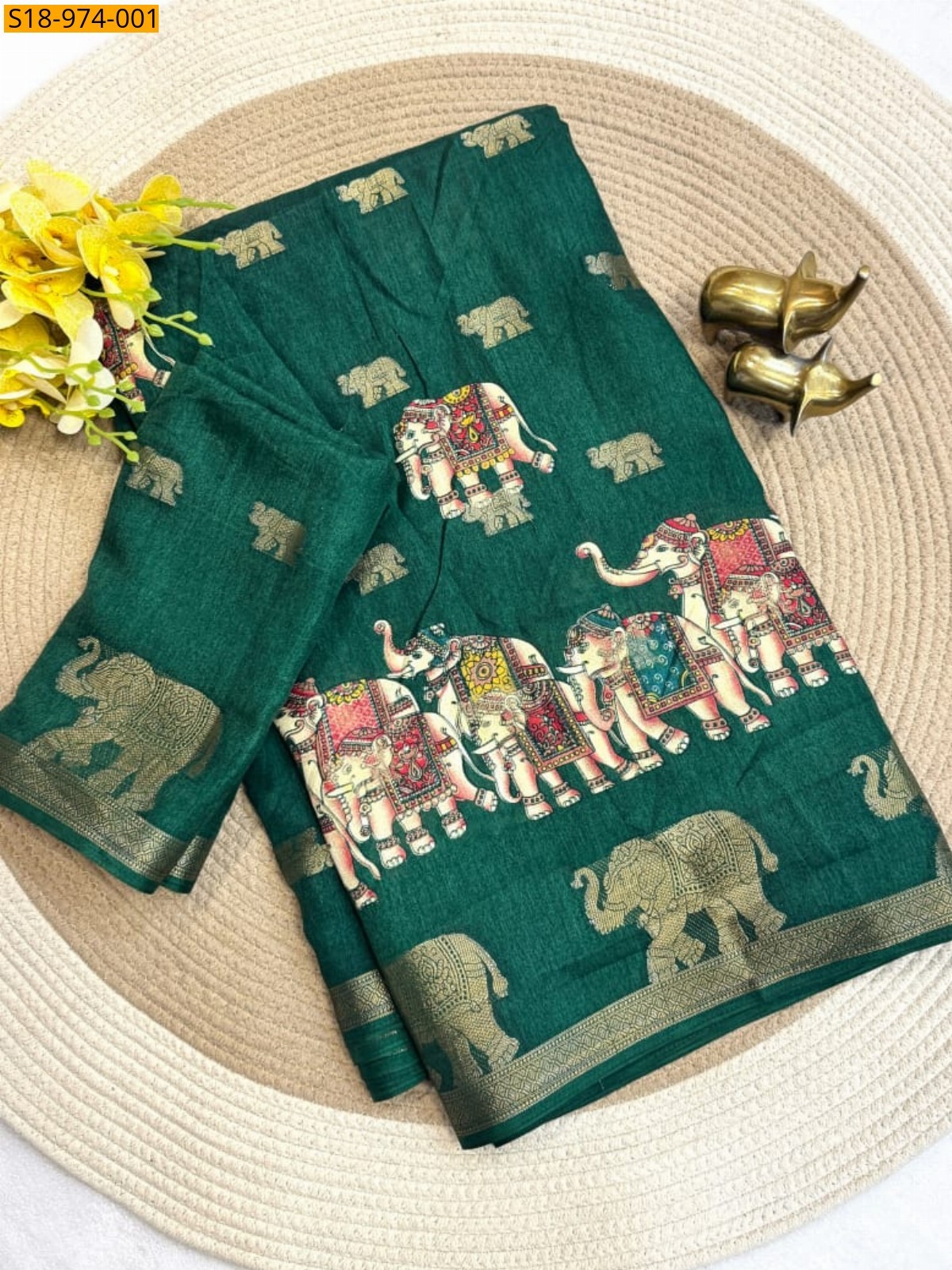 Green Fancy Soft Dola Silk Saree