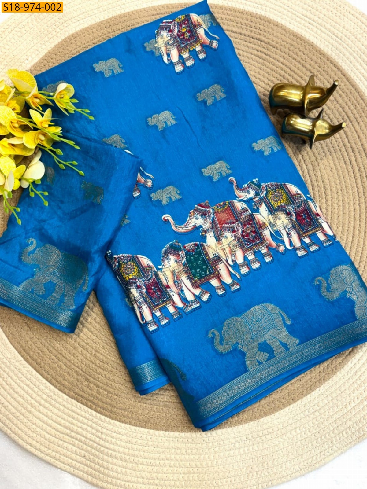Blue Fancy Soft Dola Silk Saree