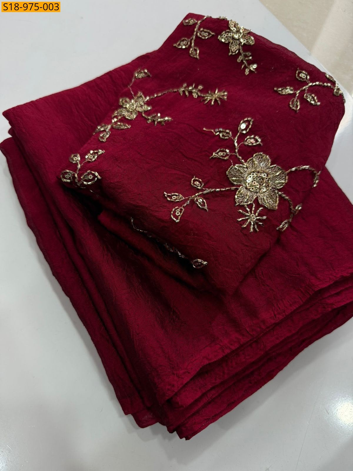 Burgundy Fancy Rangoli Crush Saree