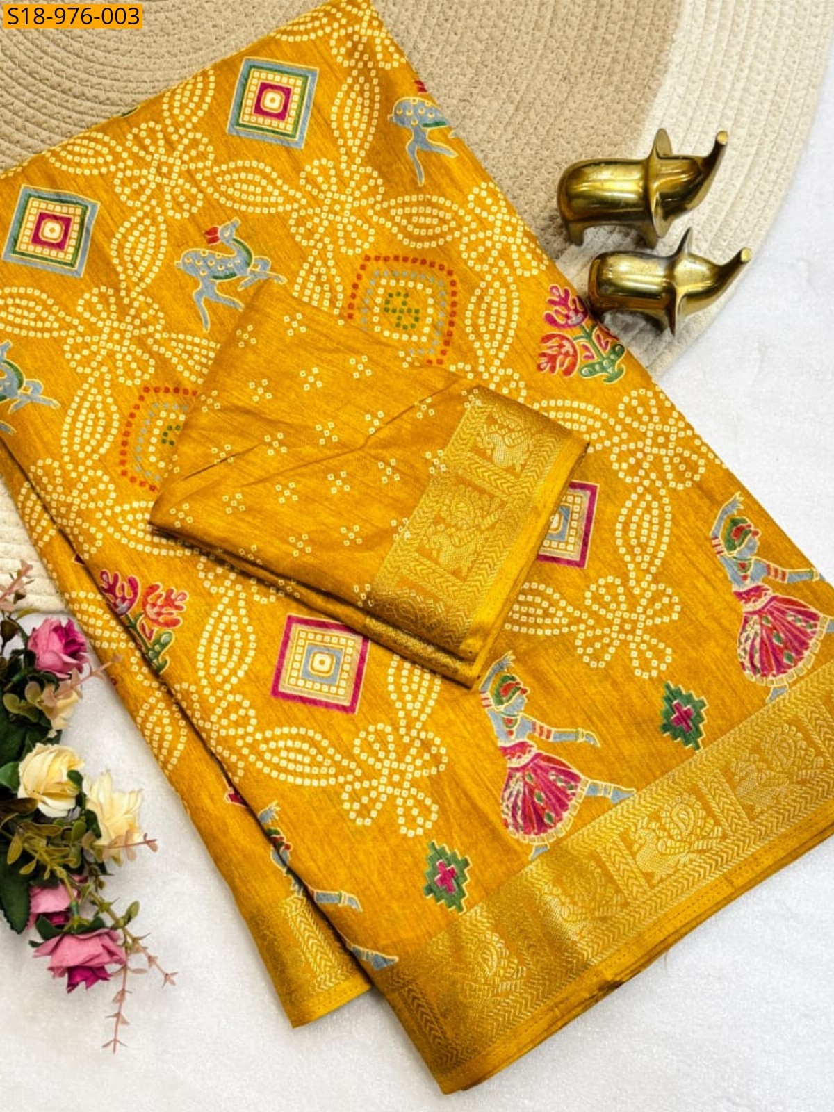 Yellow Fancy Tussar Silk Saree