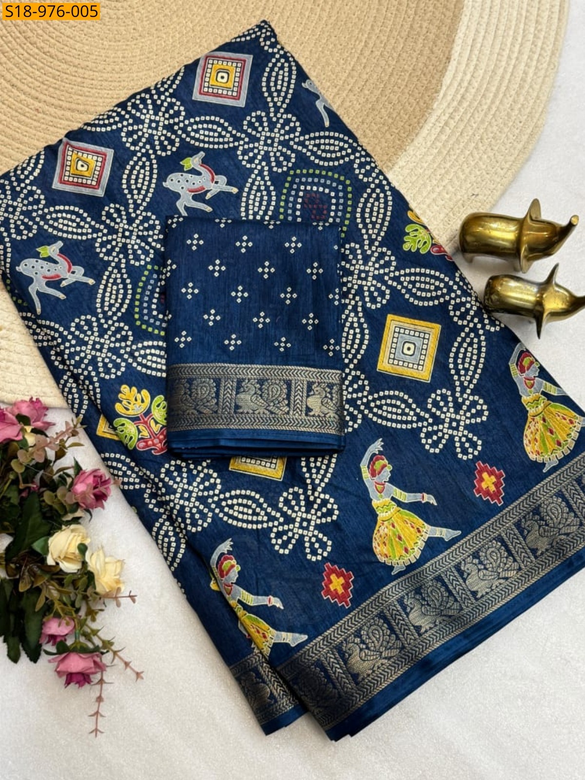 Navy blue Fancy Tussar Silk Saree