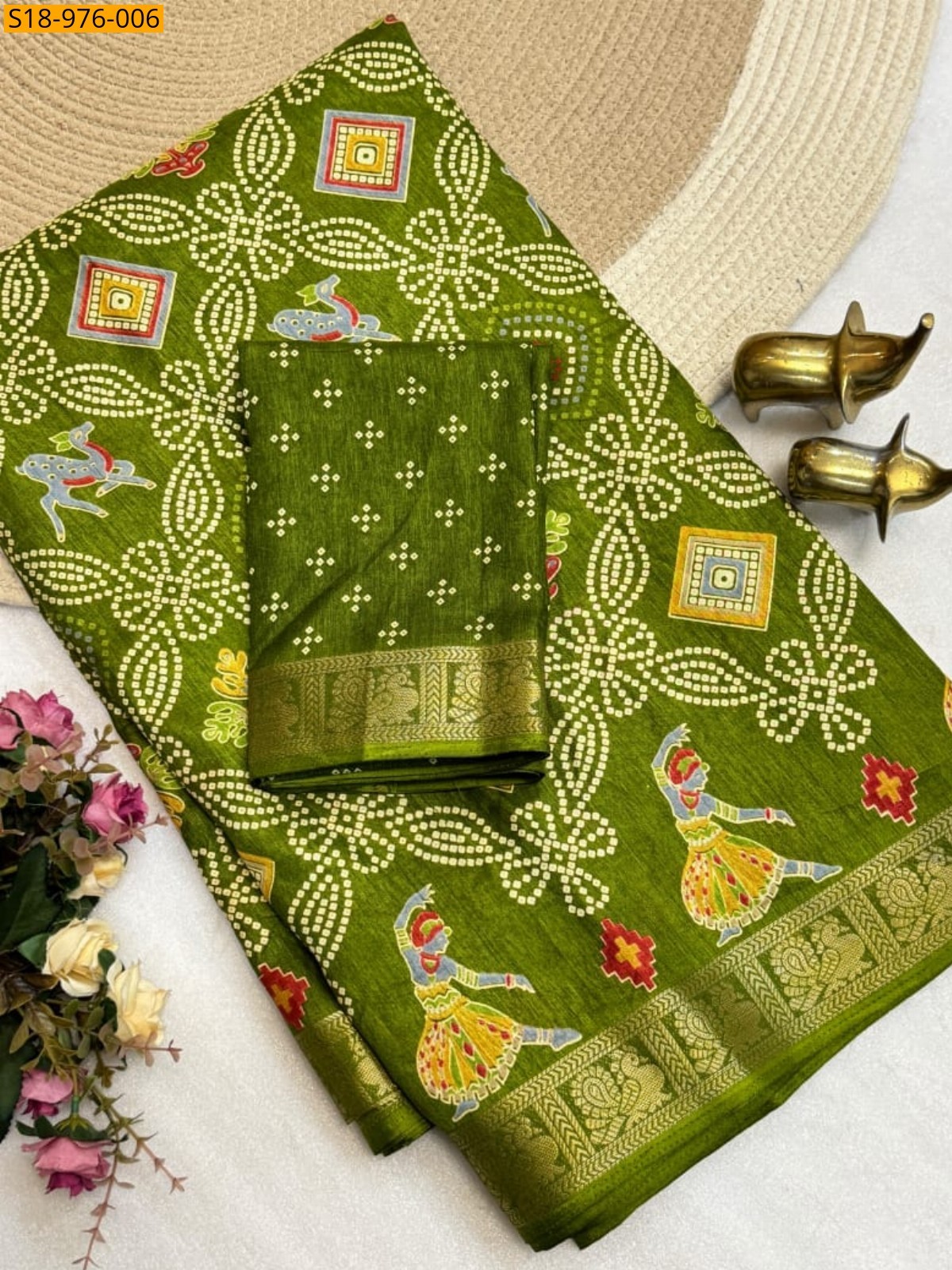Green Fancy Tussar Silk Saree