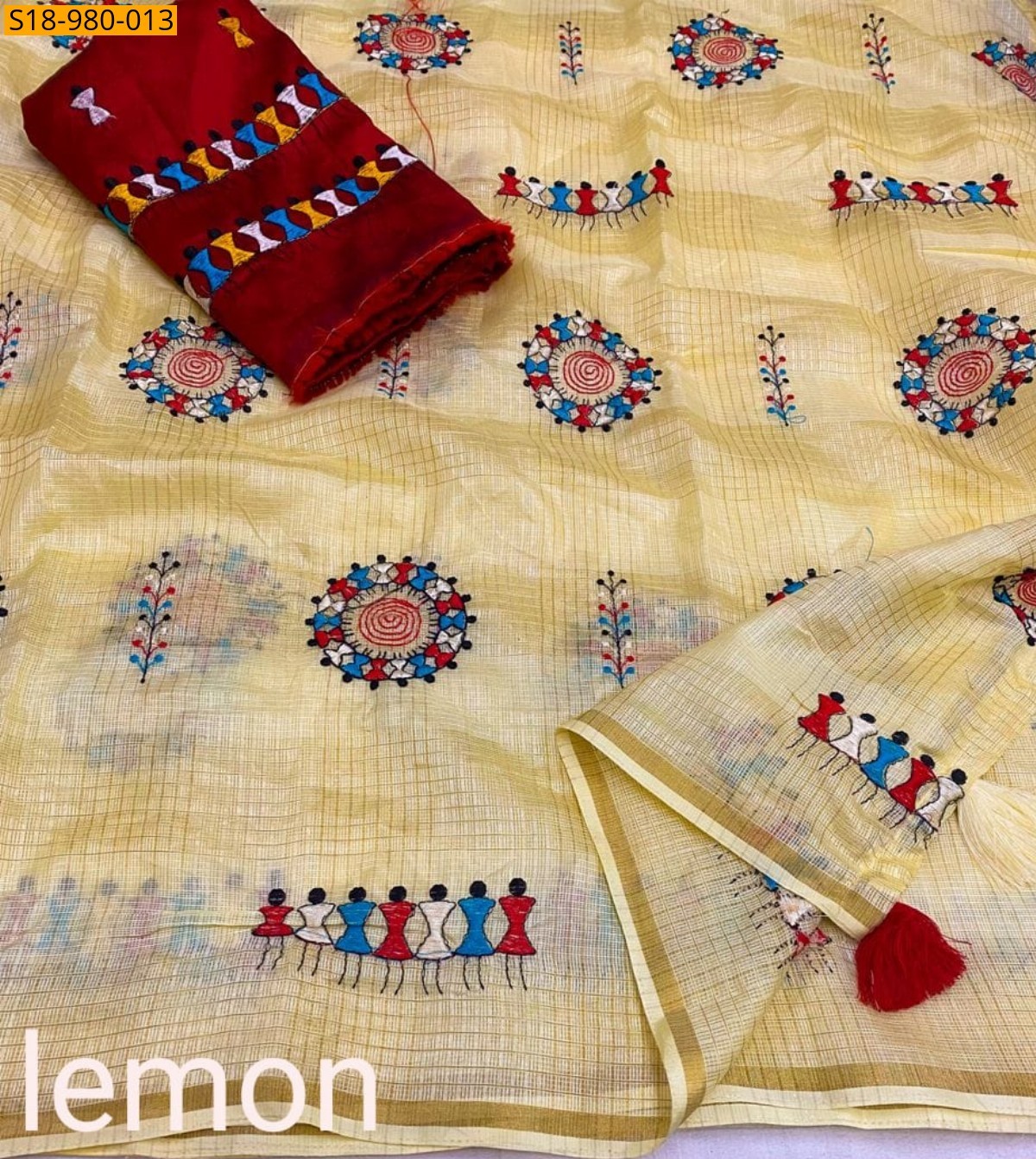 Yellow Fancy Manipuri Kota Checks Sarees