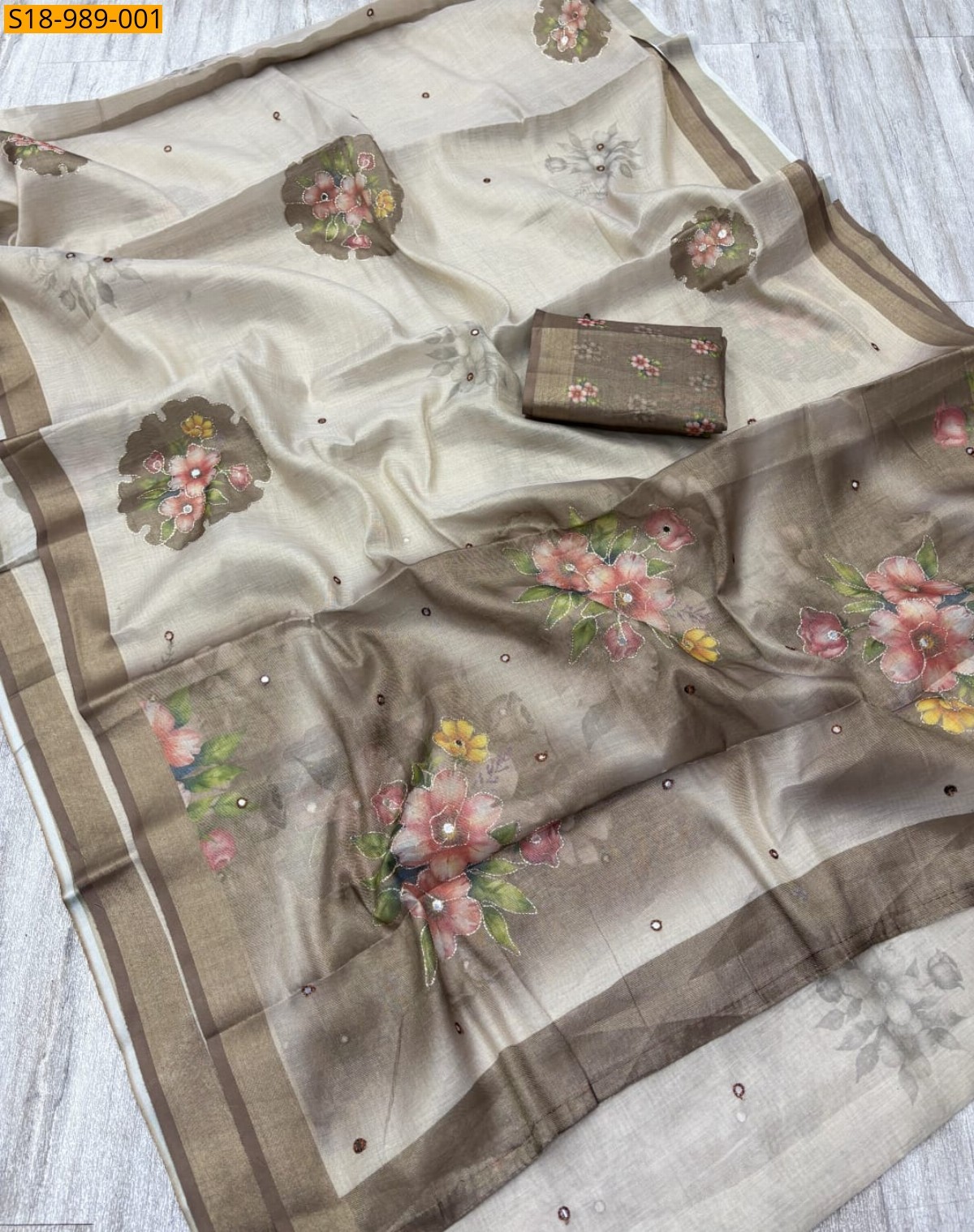 Light Beige Fancy Eroad Soft Zari Silk Sarees