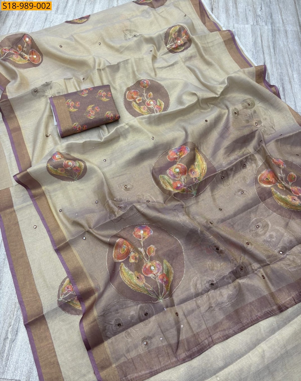 Light Beige Fancy Eroad Soft Zari Silk Sarees