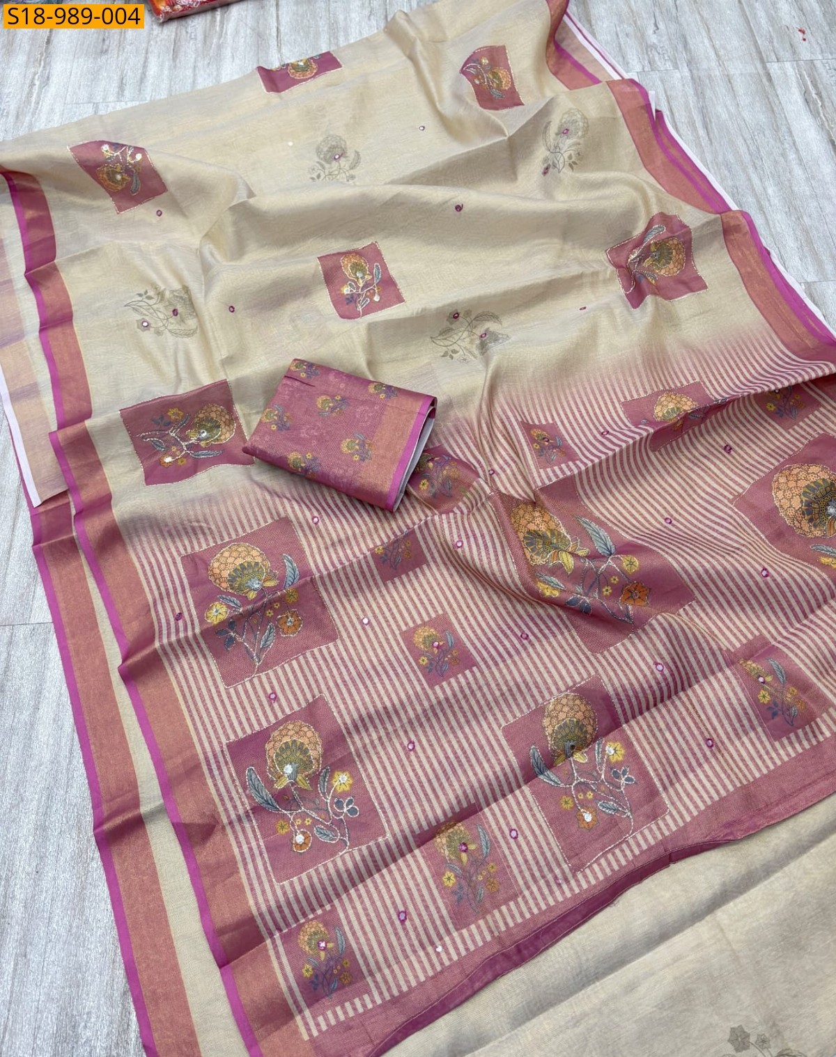 Light Beige Fancy Eroad Soft Zari Silk Sarees