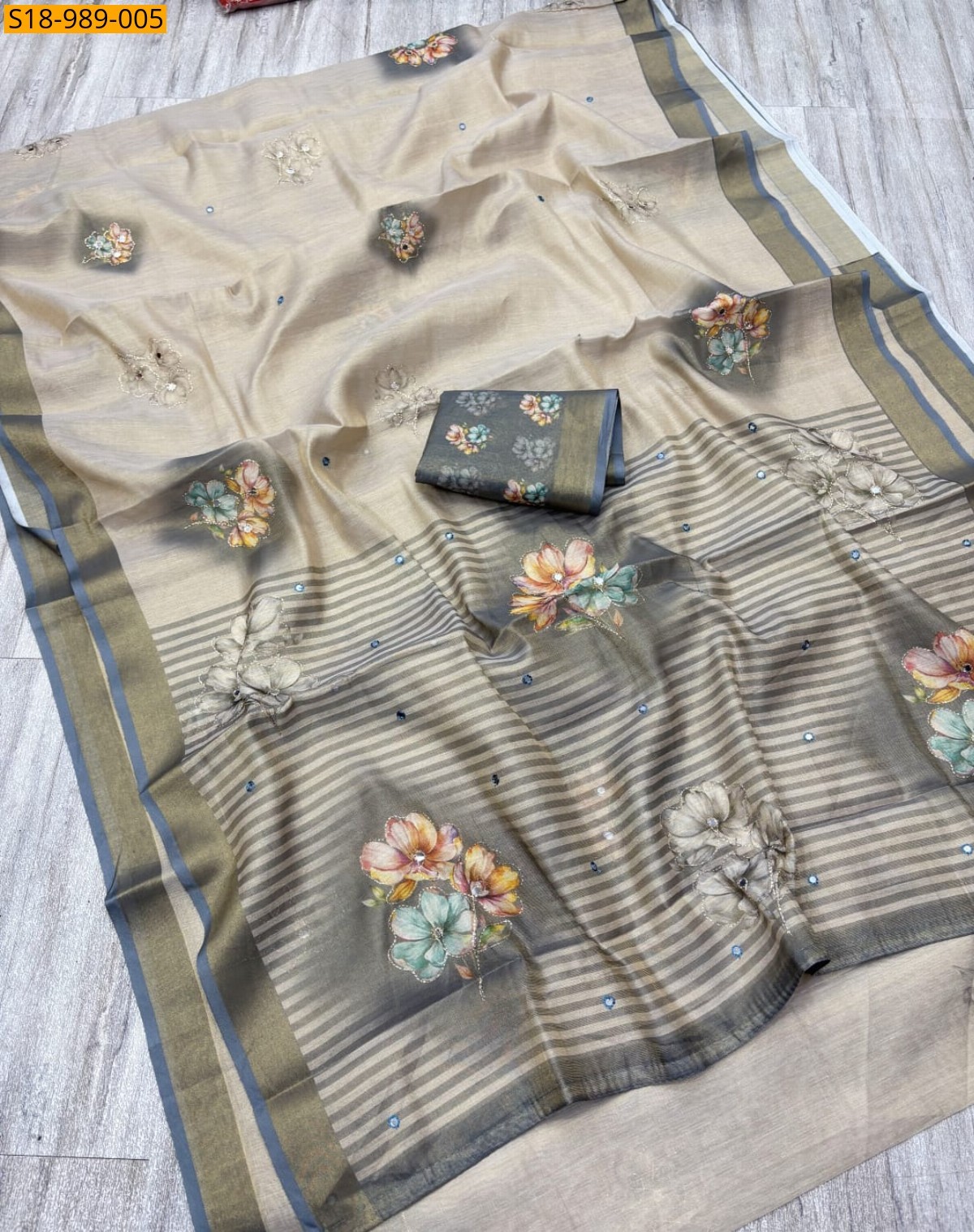 Light Beige Fancy Eroad Soft Zari Silk Sarees