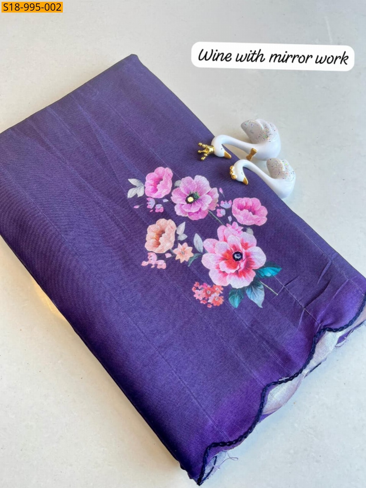 Wine Fancy Tussar Silk Sarees