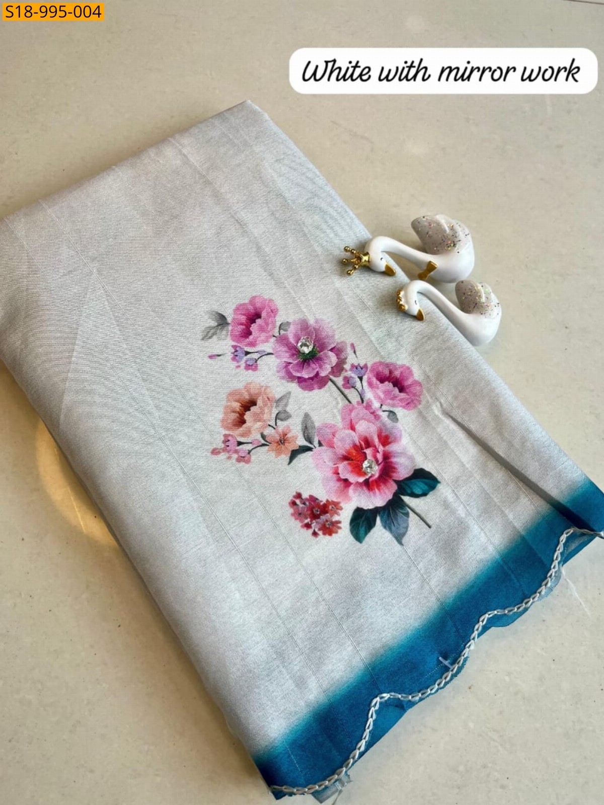 White Fancy Tussar Silk Sarees