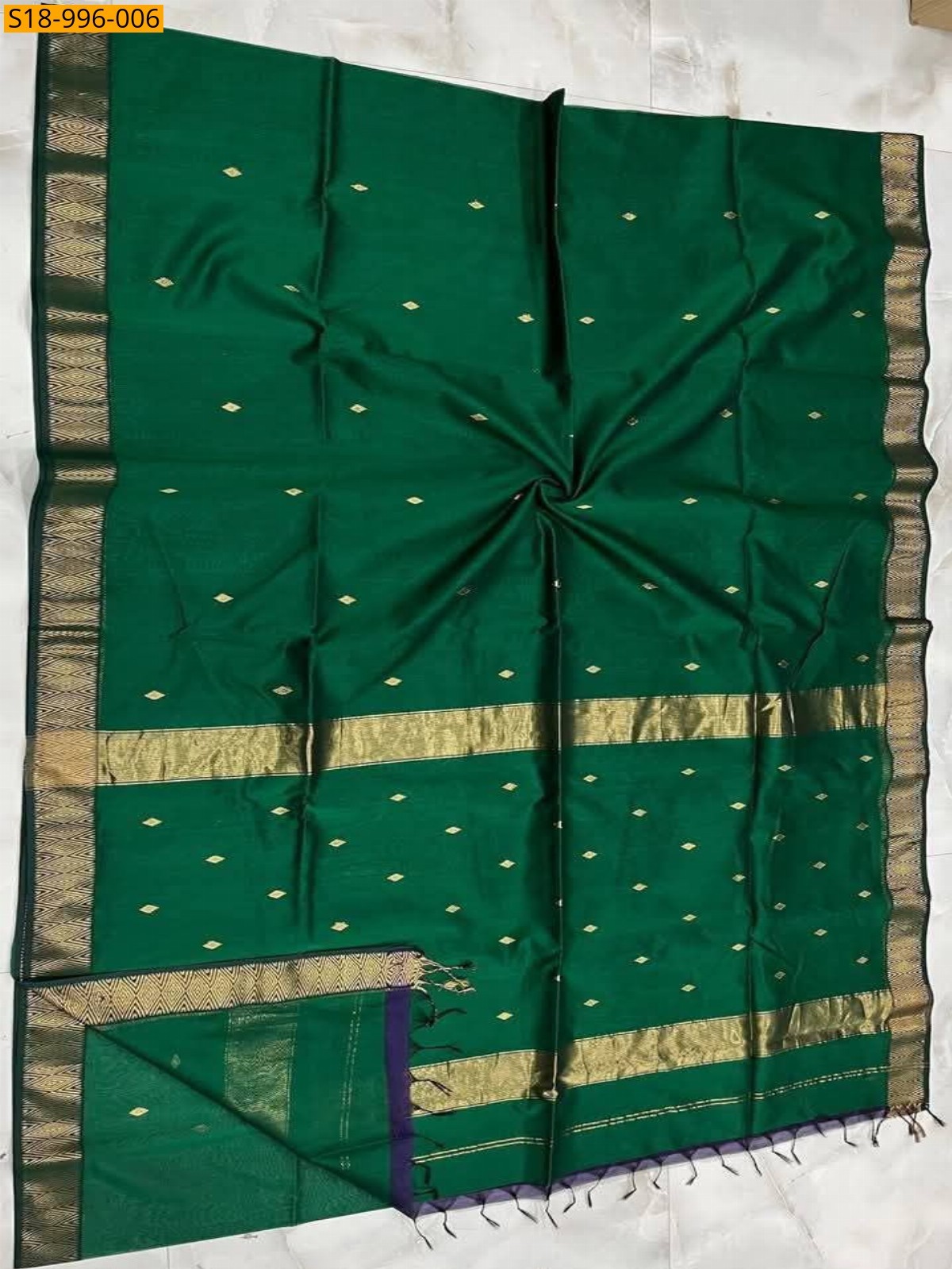 Dark Green Fancy Maheshwari Cotton Silk Saree