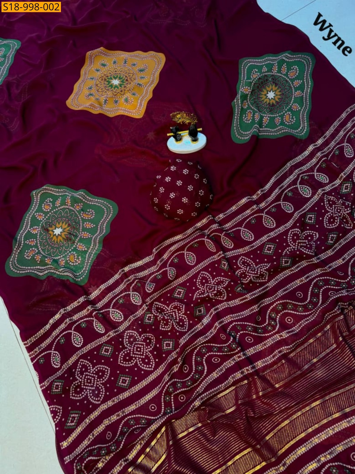 Wine Fancy Georgette Saree