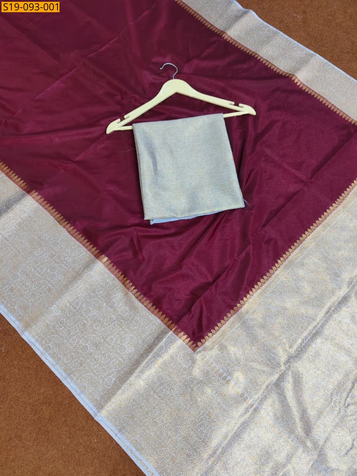 Maroon Banarasi soft silk saree