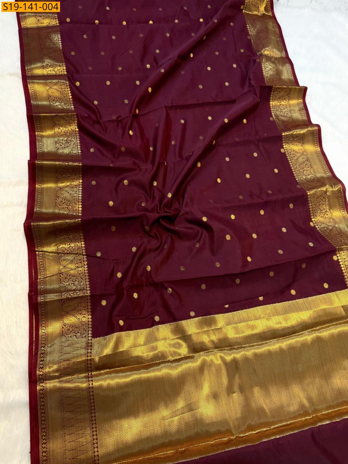 Maroon Banarasi Soft silk saree