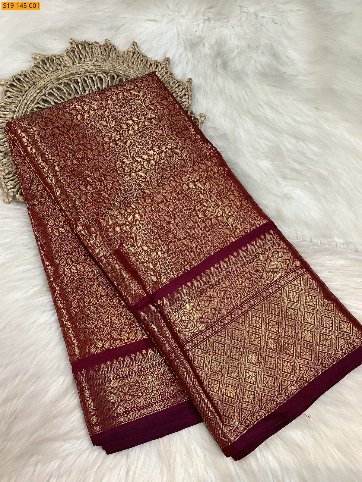 Maroon Banarasi katan Silk Saree
