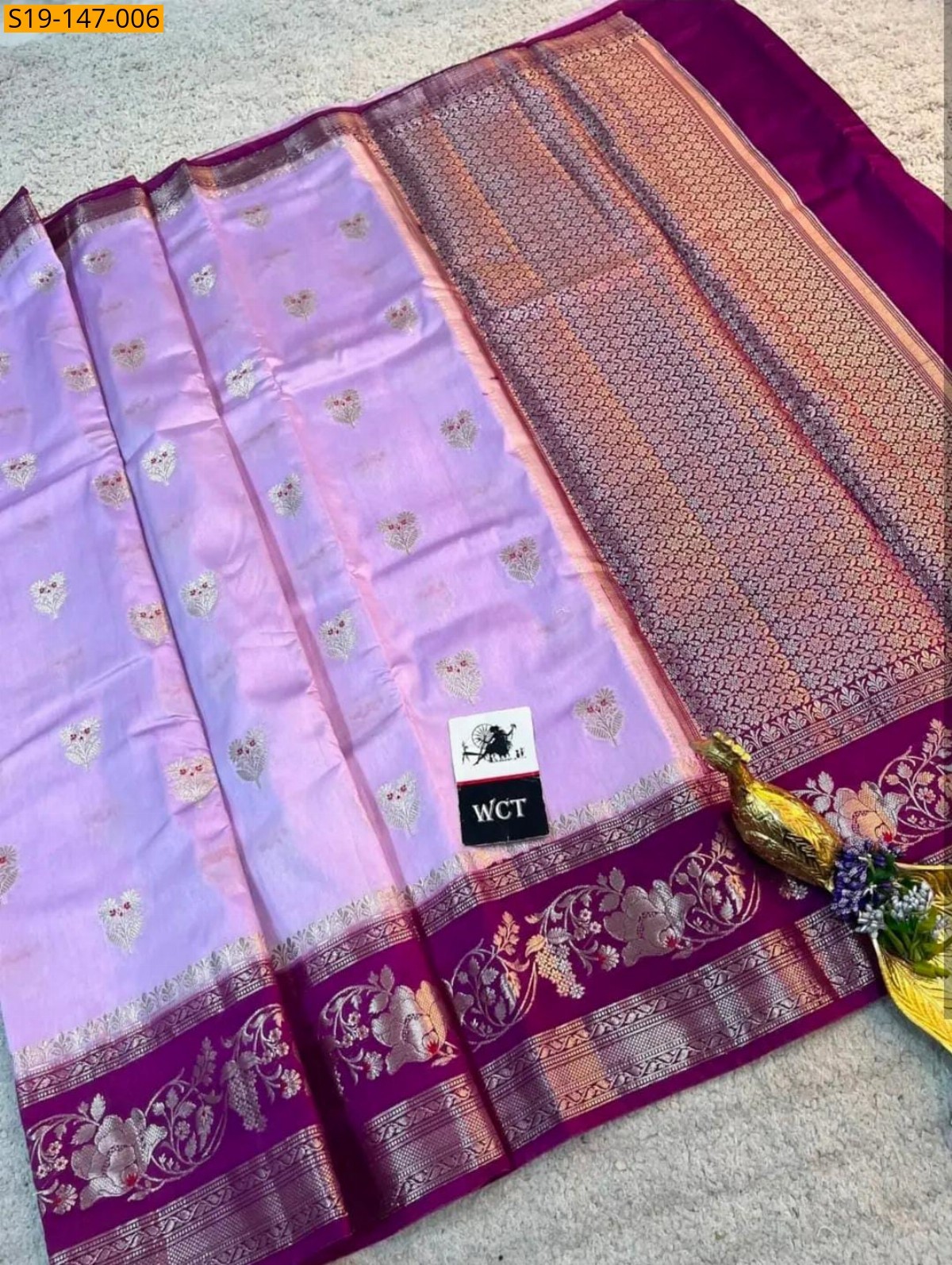 Baby Pink Banarasi Soft Raw Mango silk saree