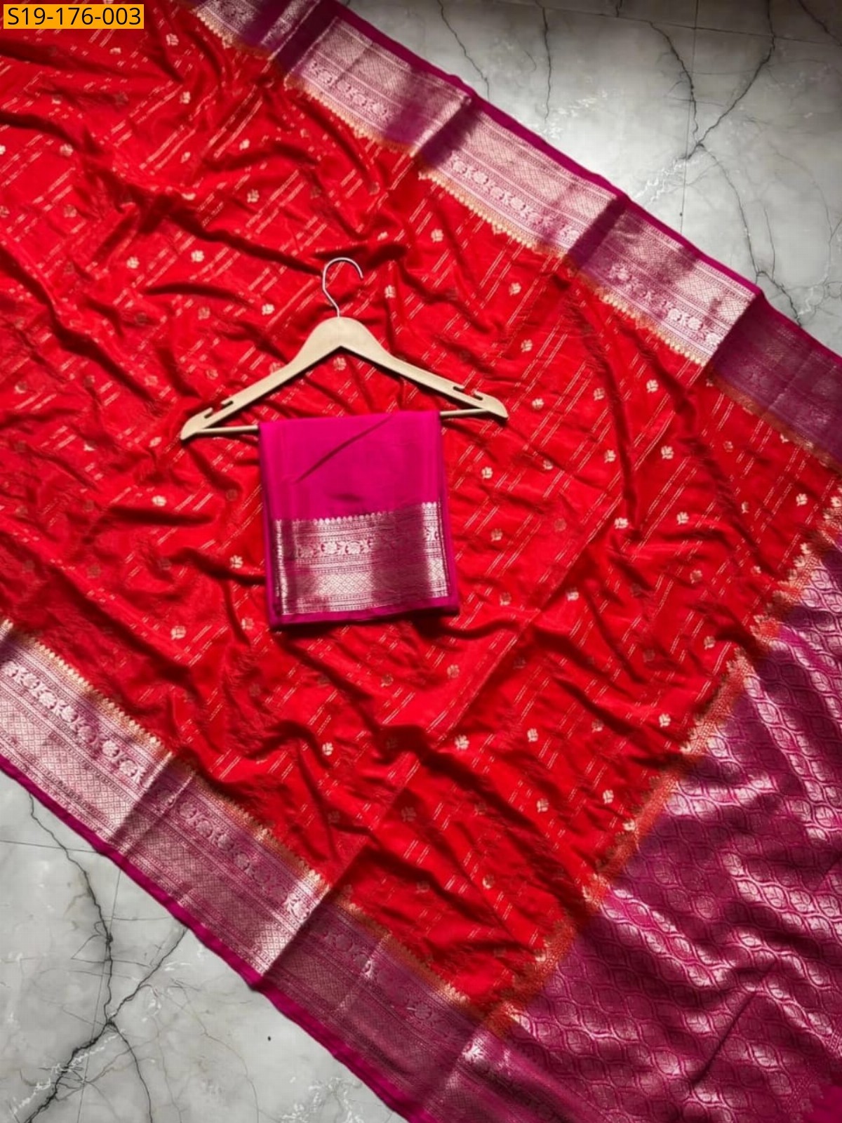 Orange Banarasi Semi chiniya Soft silk Saree